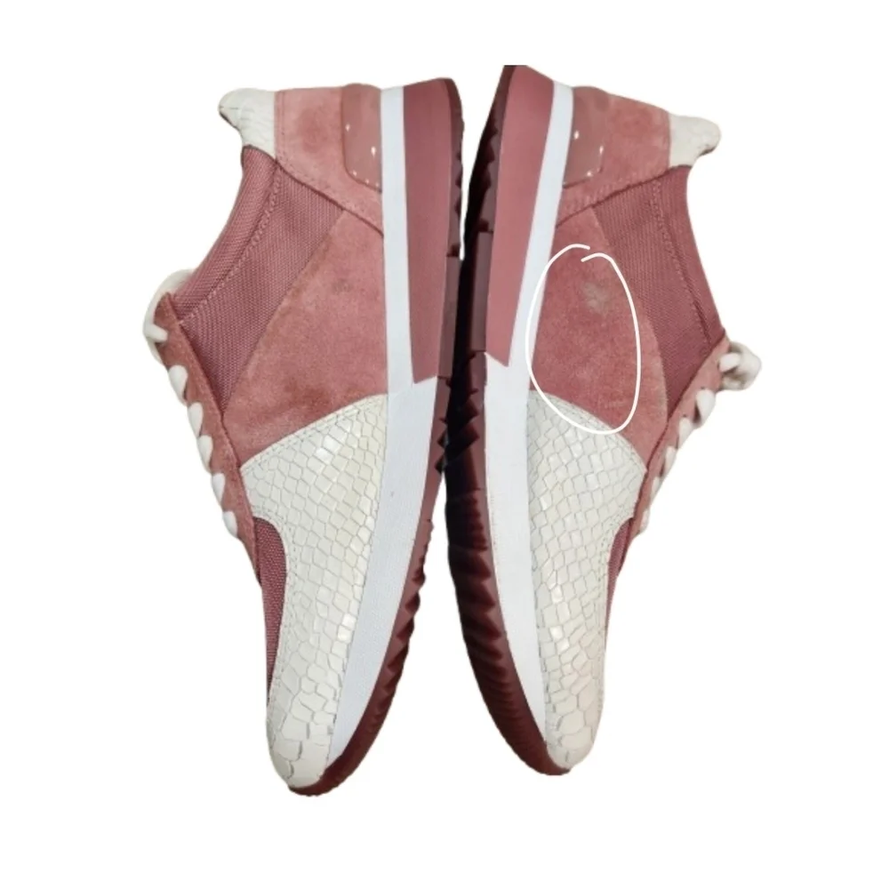 Michael Kors Pink & White Suede Leather Snake Sneakers Women’s Size 8 - Picture 6 of 8